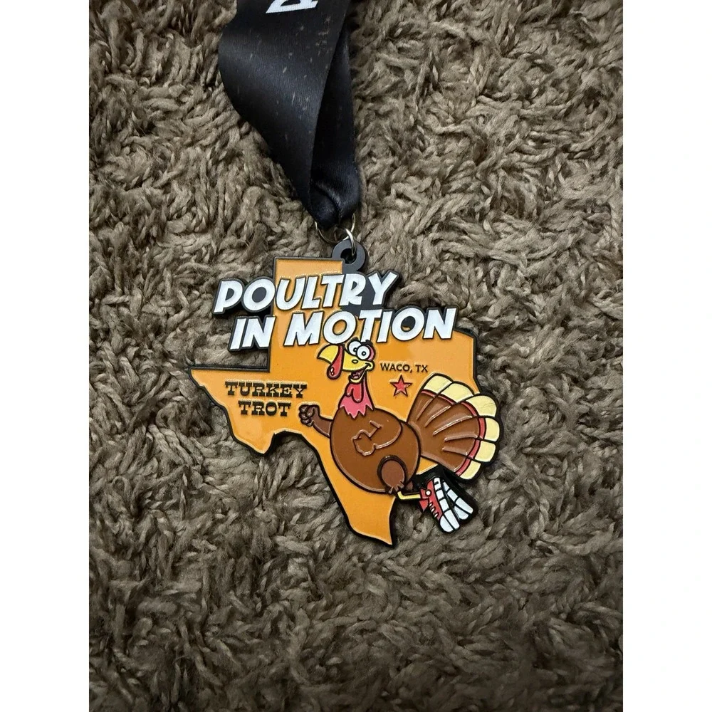 Poultry in Motion Turkey Trot 5k Finisher Medal Waco Texas 2025